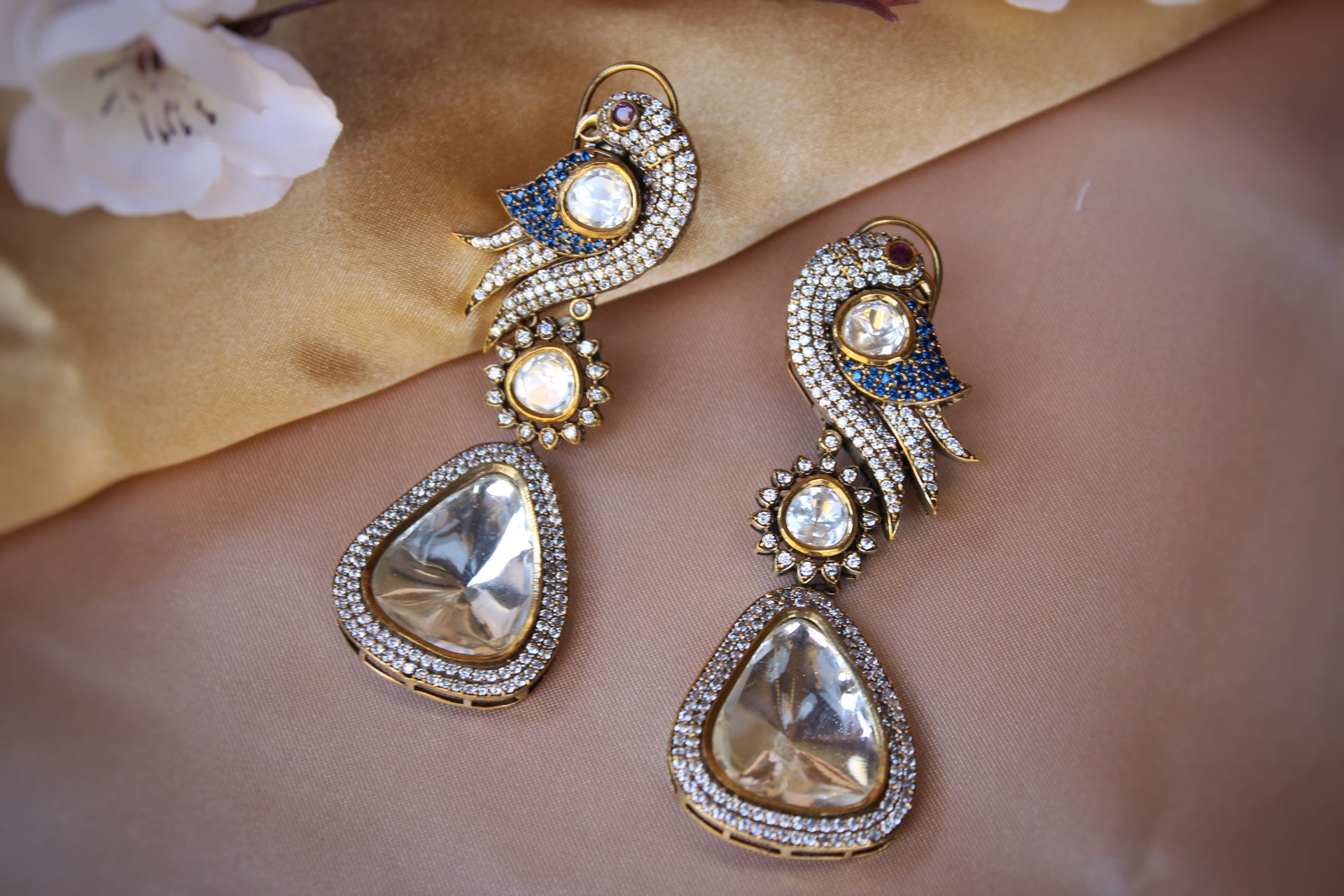 Peacock Moissanite Earrings
